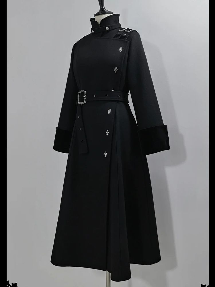 2025 Winter Gothic Belted Slim - Wool Coat Peacoat 评论和价格