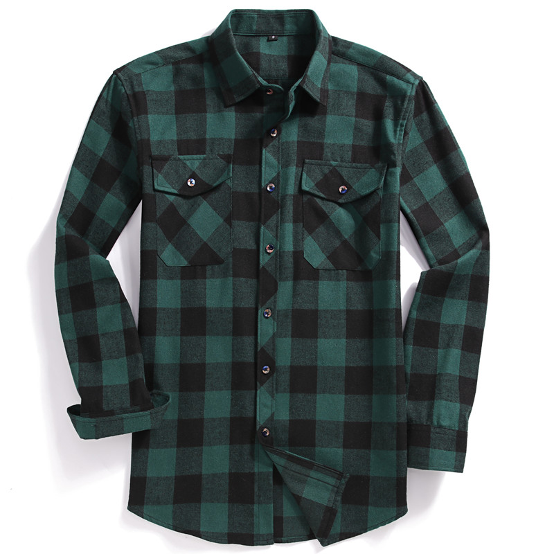 Fall Men's Long-Sleeved Casual - Flannel Shirt Lined 评论和价格