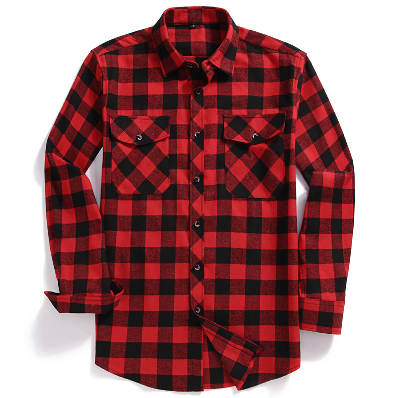 Fall Men's Long-Sleeved Casual - Flannel Shirt Lined 评论和价格