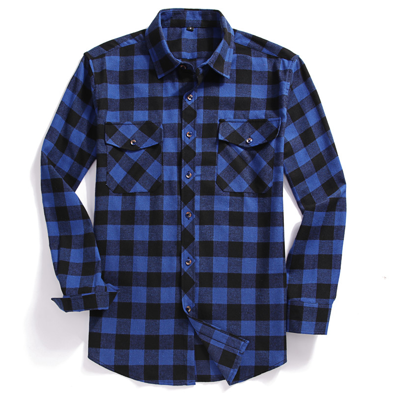 Fall Men's Long-Sleeved Casual - Flannel Shirt Lined 评论和价格