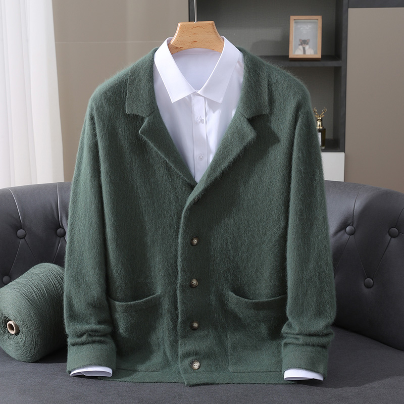 New Mink Wool Cardigan Men's P - Wool Coat Peacoat 评论和价格