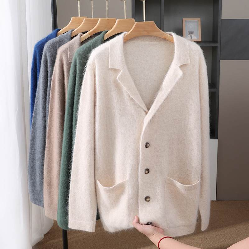 New Mink Wool Cardigan Men's P - Wool Coat Peacoat 评论和价格