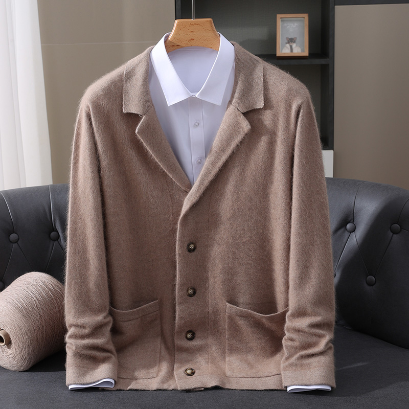 New Mink Wool Cardigan Men's P - Wool Coat Peacoat 评论和价格