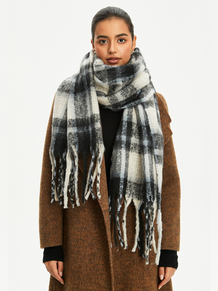 Women Men Knit Vintage Plaid P - Wool Scarf Men 评论和价格