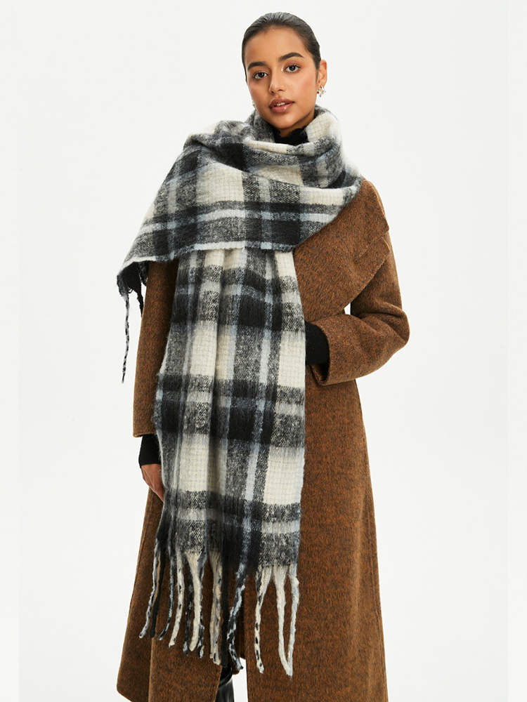 Women Men Knit Vintage Plaid P - Wool Scarf Men 评论和价格