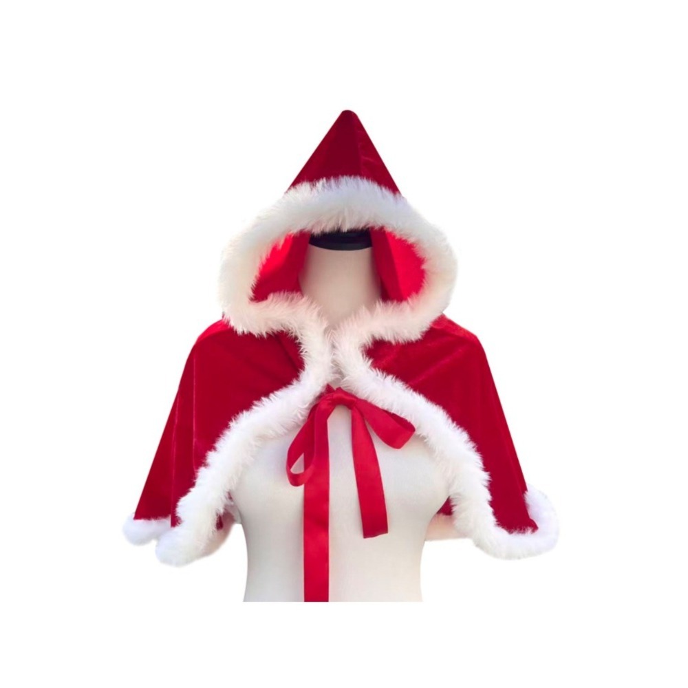 Women Christmas Velvet Hooded  - Shawl Wrap Winter 评论和价格