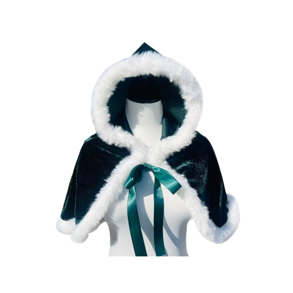 Women Christmas Velvet Hooded  - Shawl Wrap Winter 评论和价格