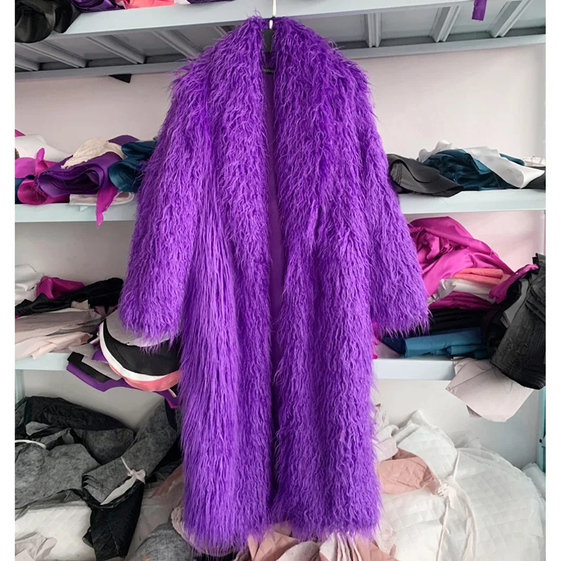 Women Imitation Sheep Faux Fur - Wool Coat Peacoat 评论和价格