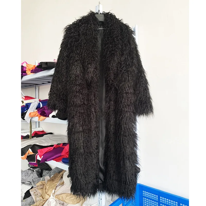 Women Imitation Sheep Faux Fur - Wool Coat Peacoat 评论和价格