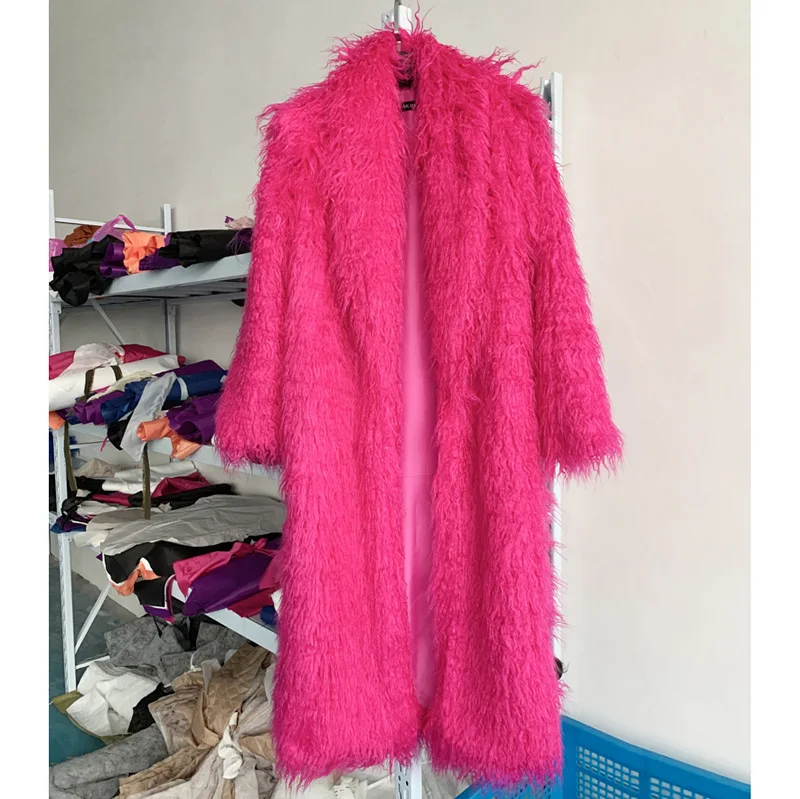 Women Imitation Sheep Faux Fur - Wool Coat Peacoat 评论和价格