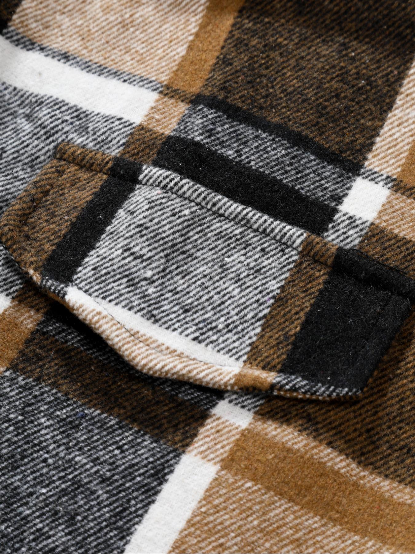 Retro Plaid Shirt Men Casual E - Flannel Shirt Lined 评论和价格