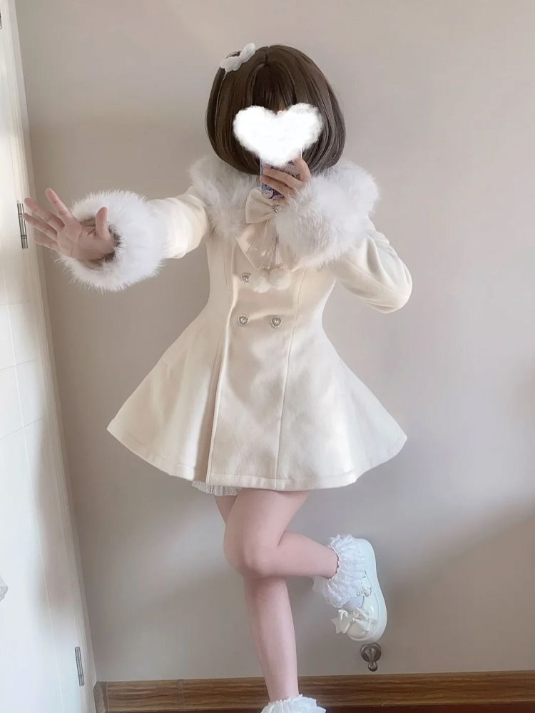 Japanese Autumn Winter Elegant - Wool Coat Peacoat 评论和价格
