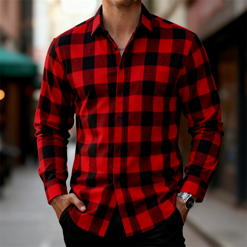 Men's Classic Red and Black Pl - Flannel Shirt Lined 评论和价格