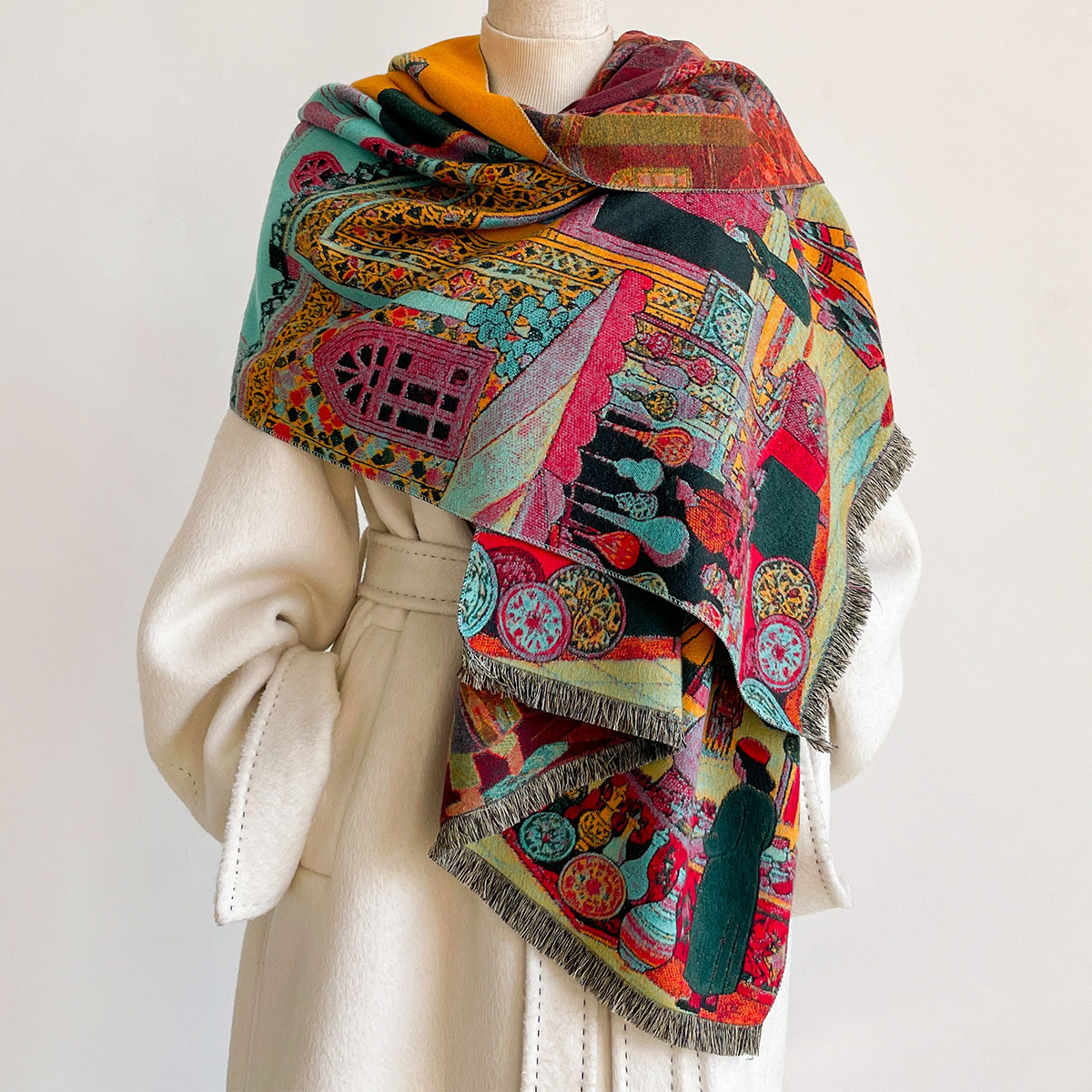 Women Imitation Cashmere Scarf - Shawl Wrap Winter 评论和价格