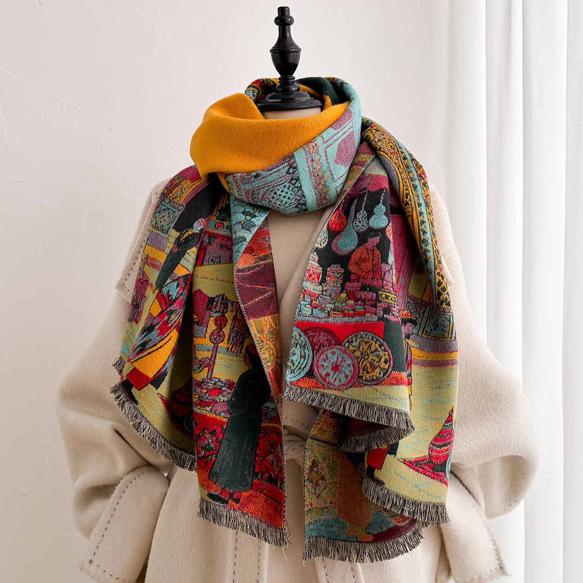 Women Imitation Cashmere Scarf - Shawl Wrap Winter 评论和价格