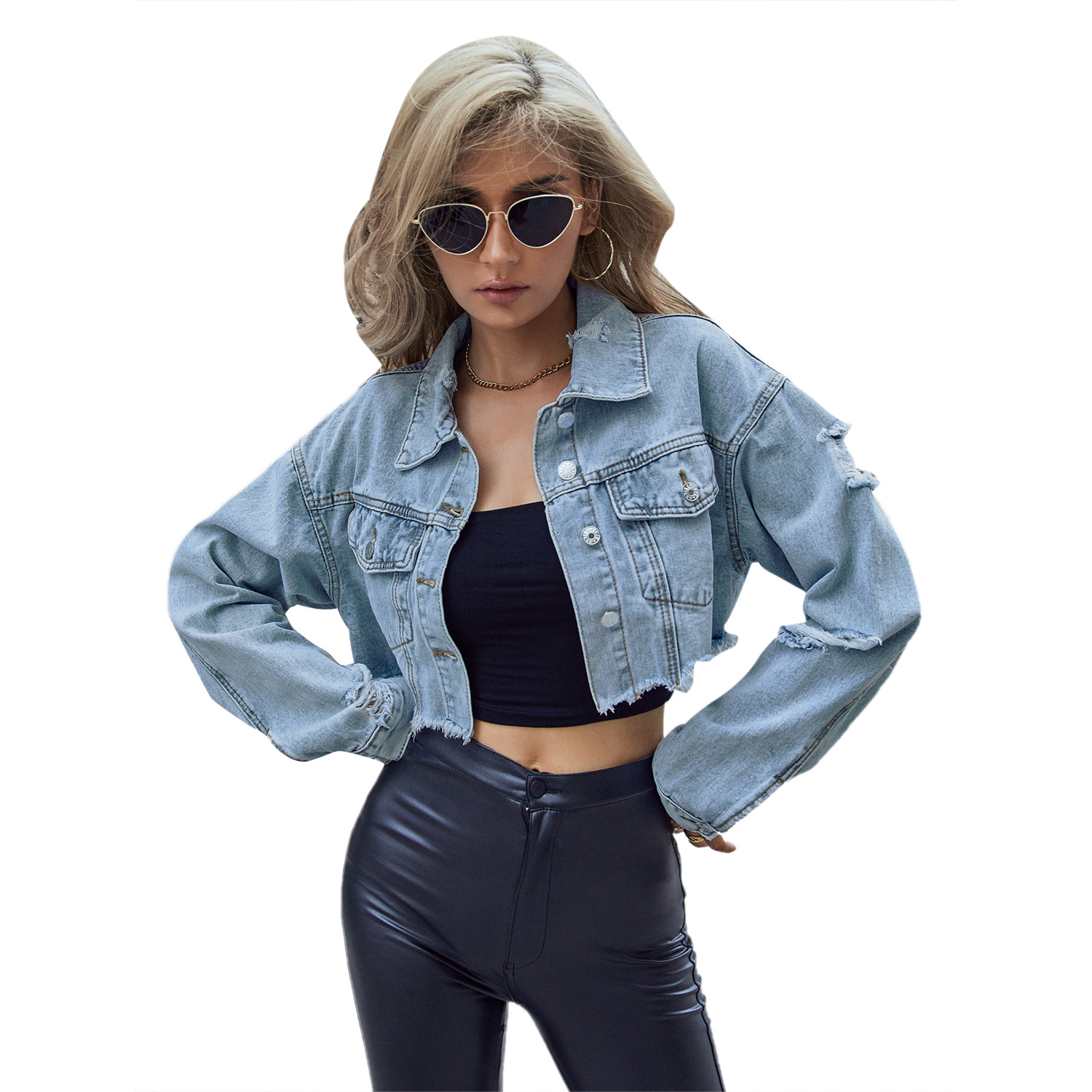 Women Denim Coats Solid Short  - Down Jacket Packable 评论和价格