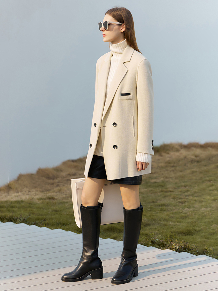 AMII Minimalist Woolen Coat fo - Wool Coat Peacoat 评论和价格