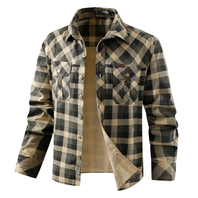Men's Retro Workwear Checkered - Flannel Shirt Lined 评论和价格