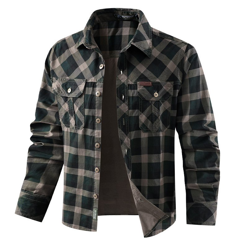 Men's Retro Workwear Checkered - Flannel Shirt Lined 评论和价格