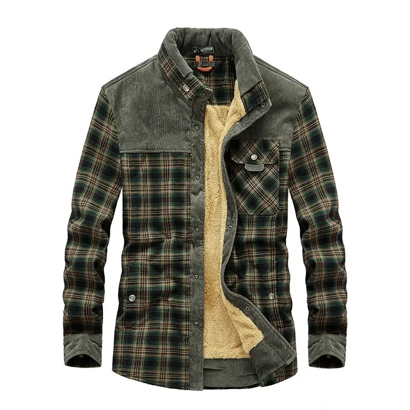 Men Plaid Shirts Winter Jacket - Flannel Shirt Lined 评论和价格