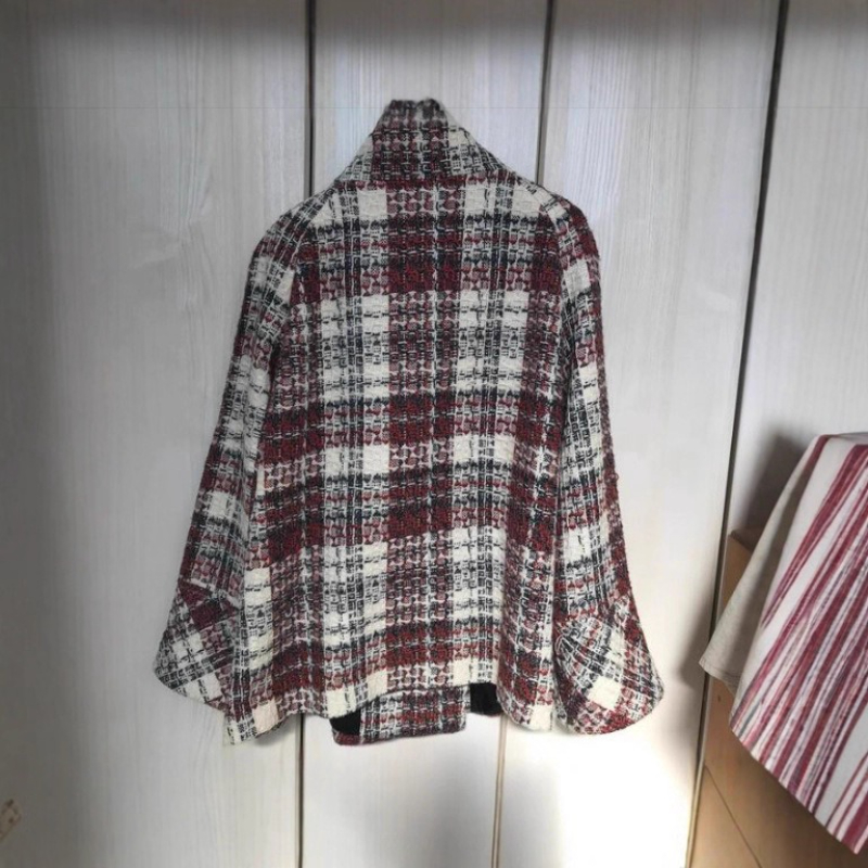 Warm Checkered Turtleneck Shou - Wool Coat Peacoat 评论和价格