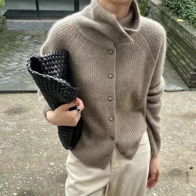 Turtleneck Cardigan Ladies 100 - Wool Coat Peacoat 评论和价格