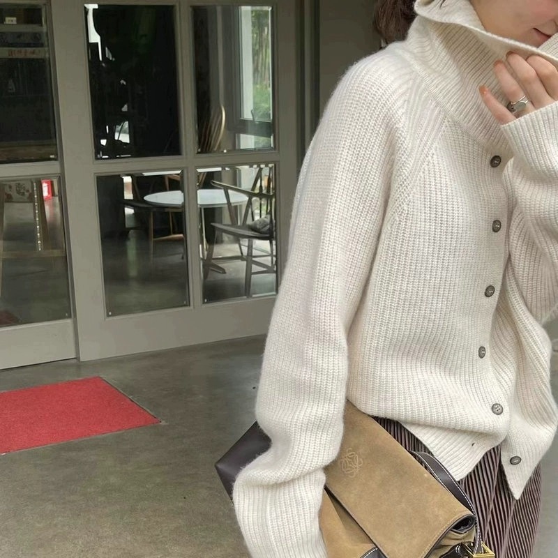 Turtleneck Cardigan Ladies 100 - Wool Coat Peacoat 评论和价格